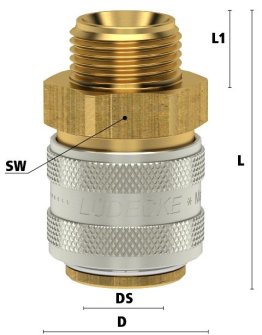 Cuple rapide compacte racire matrite racord drept filet exterior Seria ESH DN9 din ALAMA MS 58 cu ventil