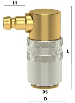 Cupla 90° de legatura DN9 - DN6 pentru racire matrite cu ventil