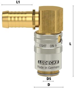 Cupla rapida racire matrite racord 90° furtun TempSecure Seria ESHT din alama MS 5 cu ventil