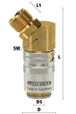 Cupla rapida racire matrite racord 45° filet exterior TempSecure Seria ESHT din alama MS 58 filet G 1/4"