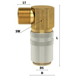 Cuple rapide racire matrite racord 90° filet exterior Seria ESHG DN13 din ALAMA MS 58 filet G 3/4"