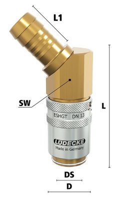 Cupla rapida racire matrite racord 45° furtun TempSecure Seria ESHGT DN13 cu ventil