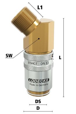 Cupla rapida racire matrite racord 45° filet exterior TempSecure Seria ESHGT DN13 filet M 24x1.5