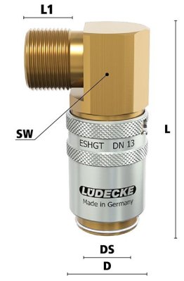 Cupla rapida racire matrite racord 90° filet exterior TempSecure Seria ESHGT DN13 filet M 24x1.5