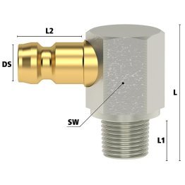 Racord rapid racire matrita 90° filet imperial exterior Seria ESHM DN6 filet R 1/8"