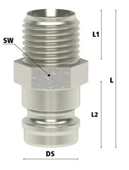 Racord filet imperial exterior cu ventil Seria ESH si ESHT DN9 din ALAMA MS 58 nichelat filet G 3/8"