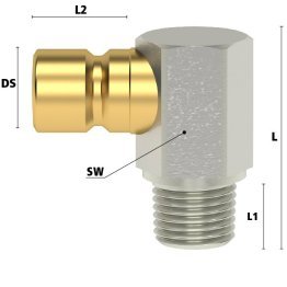 Racord 90° temperare cu filet imperial exterior Seria ESH si ESHT DN 9 din ALAMA MS 58 nichelat filet R 3/8"