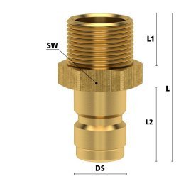 Racord filet metric exterior temperare cu ventil Seria ESHG si ESHGT DN13 din ALAMA MS 58
