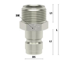 Racord filet imperial exterior temperare cu ventil Seria ESHG si ESHGT DN13 din ALAMA MS 58 nichelat filet G 3/4"