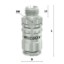 Cupla rapida fara scurgere Liquisafe Seria ESCBN4-AAB cu filet exterior din alama MS 58 nichelata filet M 14x1.5