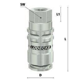 Cupla rapida fara scurgere Liquisafe Seria ESCBN4-IAB cu filet interior din alama MS 58 nichelata filet G 1/8"