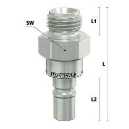 Niplu cu filet exterior Seria ESCBN4-NAAB pentru cuplaj fara scurgere LiquiSafe din alama MS 58 nichelata filet M 14x1.5