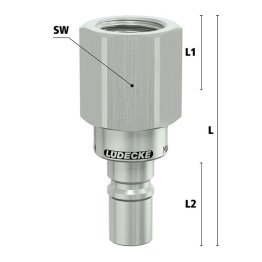 Niplu cu filet interior Seria ESCBN4-NIAB pentru cuplaj fara scurgere LiquiSafe din alama MS 58 nichelata filet G 1/4"