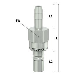 Niplu cu racord furtun Seria ESCBN4-SLAB pentru cuplaj fara scurgere LiquiSafe din alama MS 58 nichelata