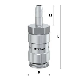 Cupla rapida fara scurgere LiquiSafe Seria ESCBE4-TLAB cu racord furtun din INOX 1.4305