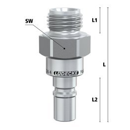 Niplu cu filet exterior Seria ESCBE4-NAAB pentru cupla fara scurgere LiquiSafe din INOX 1.4305 filet G 1/4"
