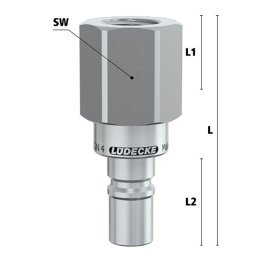 Niplu cu filet interior Seria ESCBE4-NIAB pentru cupla fara scurgere LiquiSafe din INOX 1.4305 filet G 1/4"