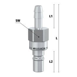 Niplu cu racord furtun Seria ESCBE4-SLAB pentru cupla fara scurgere LiquiSafe din INOX 1.4305