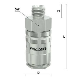 Cupla rapida fara scurgere LiquiSafe Seria ESCBN6-AAB cu filet exterior din alama MS 58 nichelata filet G 1/4"