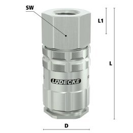 Cupla rapida fara scurgere LiquiSafe Seria ESCBN6-IAB cu filet interior din alama MS 58 nichelata filet G 1/4"