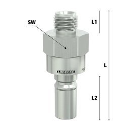Niplu cupla rapida fara scurgere LiquiSafe Seria ESCBN6-NAAB cu filet exterior din alama MS 58 nichelata filet M 14x1.5
