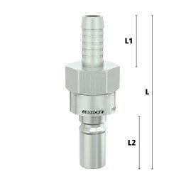 Niplu cupla rapida fara scurgere LiquiSafe Seria ESCBN6-SLAB cu racord furtun din alama MS 58 nichelata
