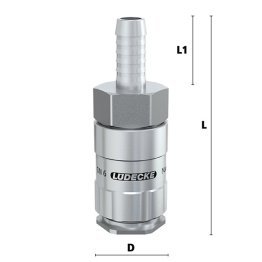 Cupla rapida fara scurgere LiquiSafe Seria ESCBE6-TLAB cu racord furtun din INOX 1.4305