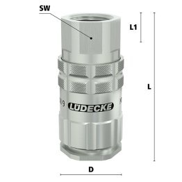 Cupla rapida fara scurgere LiquiSafe Seria ESCBN9-IAB cu filet interior din alama MS 58 nichelata filet G 1/2"