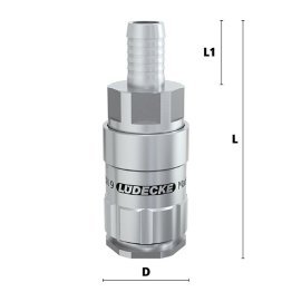 Cupla rapida fara scurgere LiquiSafe Seria ESCBE9-TLAB cu racord furtun din INOX 1.4305