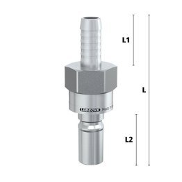 Niplu cupla rapida fara scurgere LiquiSafe Seria ESCBE9-SLAB cu racord furtun din INOX 1.4305