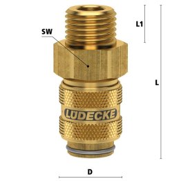 Cupla rapida fara scurgere cu filet exterior Seria ESMLA-A din alama MS 58 filet G 1/8"