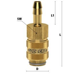 Cupla rapida fara scurgere cu racord furtun Seria ESMLA-T din alama MS 58 DN=9 mm