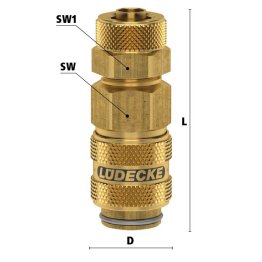 Cupla rapida fara scurgere cu piulita strangere furtun Seria ESMLA-TQ din alama MS 58 Di x De= 4x6 mm