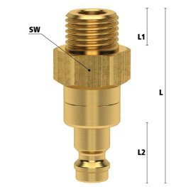 Niplu cupla rapida fara scurgere cu filet exterior Seria ESM-NAAB din alama MS 58 filet M 10x1