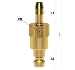 Niplu cupla rapida fara scurgere cu racord furtun Seria ESM-SAB din alama MS 58 DN=9 mm