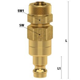Niplu cupla rapida fara scurgere cu piulita strangere Seria ESM-SQAB din alama MS 58 Di x De= 6 x 8 mm
