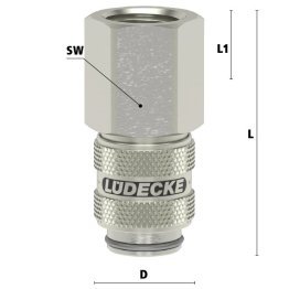 Cupla rapida fara scurgere cu filet interior Seria ESMNLA-I din alama MS 58 nichelata filet G 3/8"