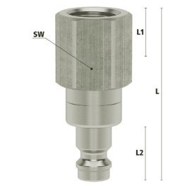 Niplu cupla rapida fara scurgere cu filet interior Seria ESMN-NIAB din alama MS 58 nichelata filet M 10x1.0