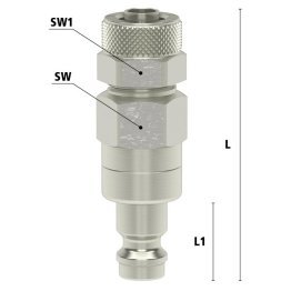 Niplu cupla rapida fara scurgere cu piulita strangere Seria ESMN-SQAB din alama MS 58 nichelata Di x De=6 x 8 mm