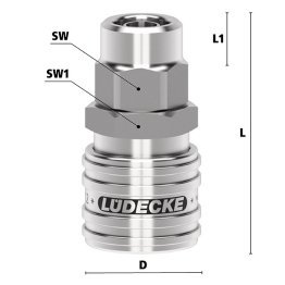 Cupla rapida racord furtun cu piulita de strangere Seria ESEG DN 7.2 cu bucsa conectare neteda ventil unidirectional
