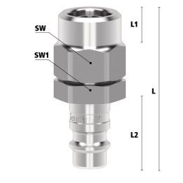 Niplu cupla rapida racord furtun cu piulita de strangere Seria ESE DN 7.2 din INOX 1.4305 ventil bidirectional