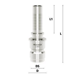 Niplu cupla rapida cu racord furtun cu guler sertizare fasung PHE din INOX 1.4305 DN= 19 mm