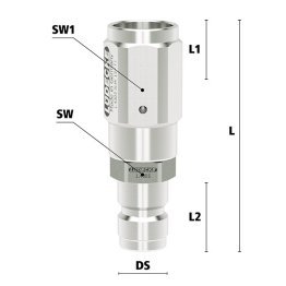 Niplu cupla rapida cu racord furtun cu strangere Seria ESHGTE-SQ din INOX 1.4305 DN= 13 mm