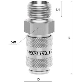 Cupla rapida pneumatica cu filet exterior Seria ESMCE MICRO DN 2.7 din INOX 1.4305 filet M 5