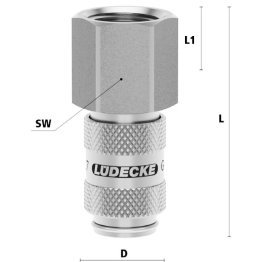Cupla rapida pneumatica cu filet interior Seria ESMCE MICRO DN 2.7 din INOX 1.4305 filet M 5