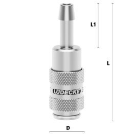 Cupla rapida pneumatica cu racord furtun Seria ESMCE MICRO DN 2.7 din INOX 1.4305 DN= 5 mm
