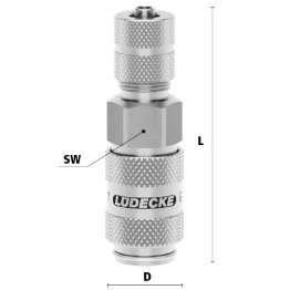 Cupla rapida pneumatica cu piulita de strangere furtun Seria ESMCE MICRO DN 2.7 din INOX 1.4305 Di x De = 3 x 5 mm
