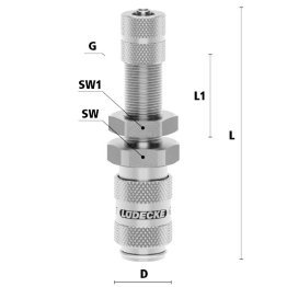 Cupla rapida pneumatica cu piulita strangere furtun si fixare Seria ESMCE MICRO DN 2.7 din INOX 1.4305 Di x De = 3 x 5 mm