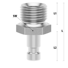 Racord cupla rapida cu filet exterior ESMCE MICRO DN 2.7 din INOX 1.4305 cu ventil unidirectional filet M 5
