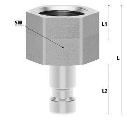Racord cupla rapida cu filet interior ESMCE MICRO DN 2.7 din INOX 1.4305 cu ventil unidirectional filet G 1/8"